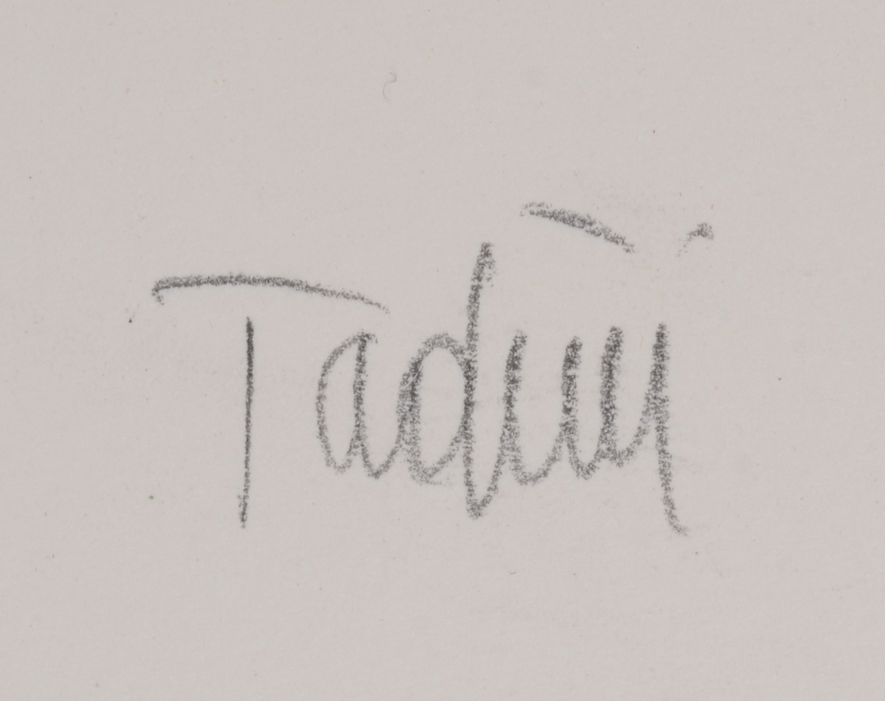 Emilio Tadini — Signature of the artist in pencil, bottom center