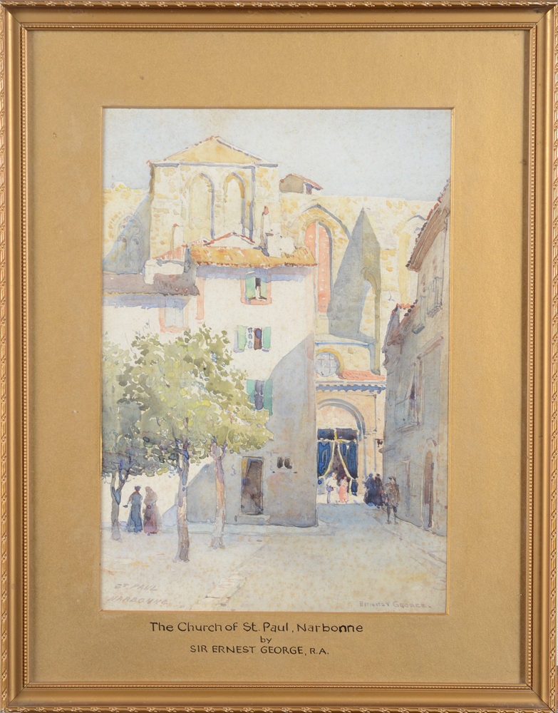 Ernest George — The watercolour in its original frame