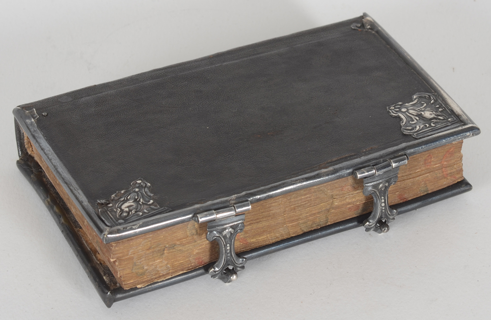 Prayer book with silver binding — alternate view of the binding