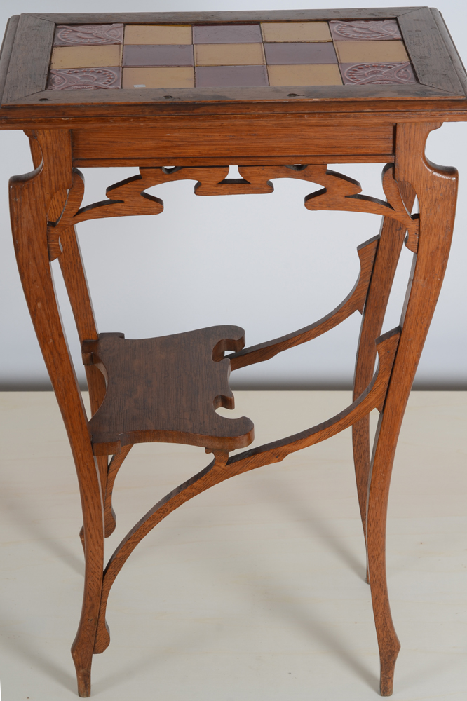 small art nouveau table with tile top — Alternate view