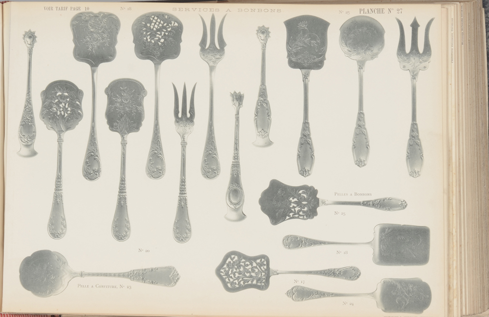 Delheid Frères — A sample page with cutlery, all reproduced life size