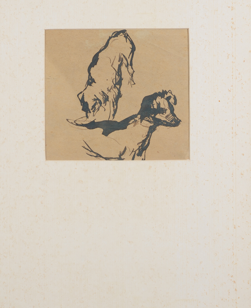 Maurice Dupuis Study of a Dog — Unframed drawing, with studio stamp at the back
