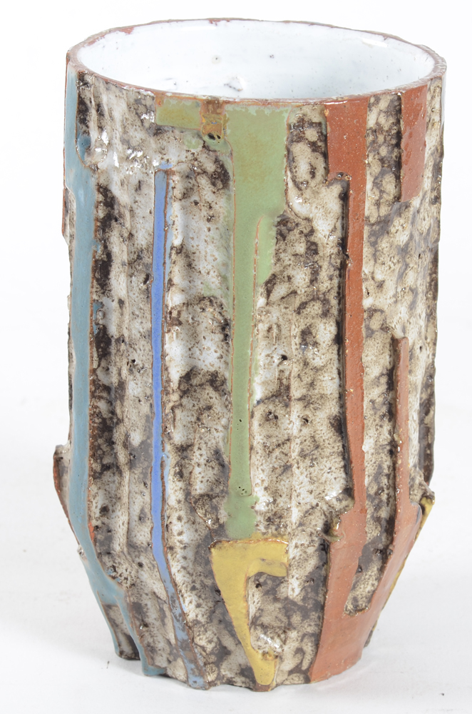 Brutalist studio pottery vase — alternate view