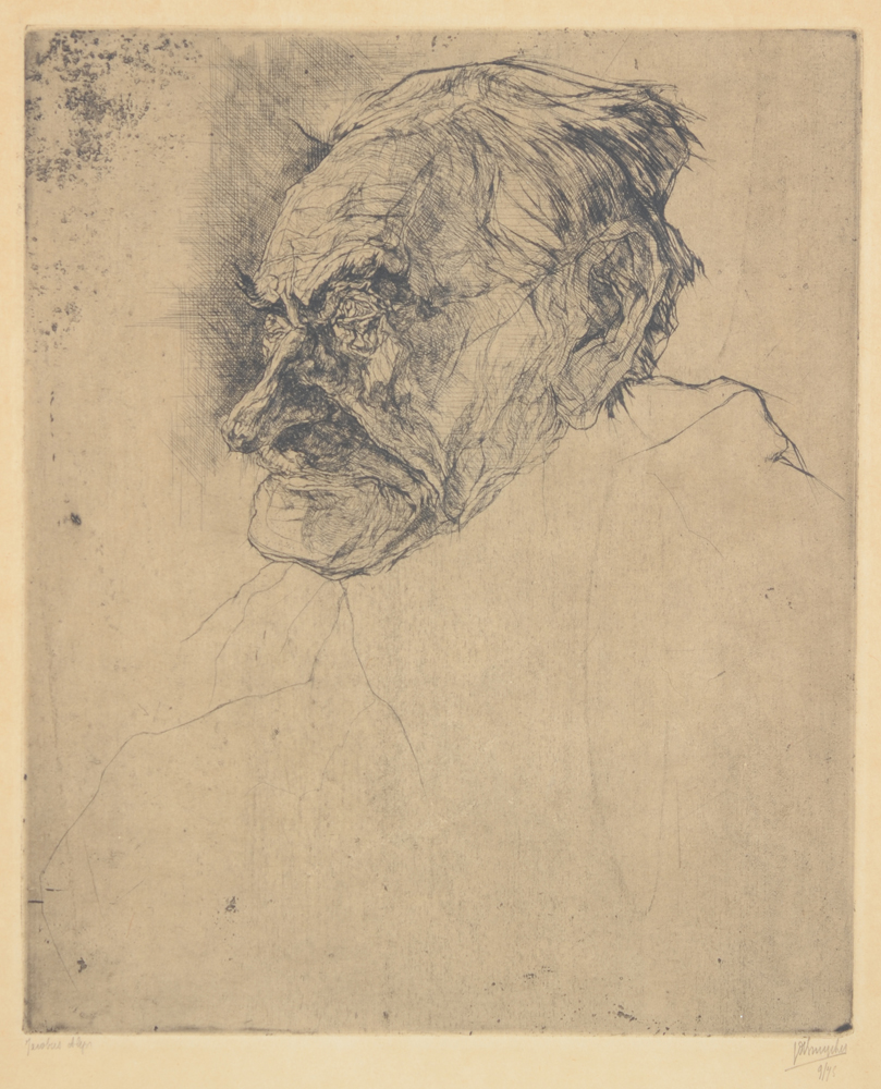 Jules De Bruycker — Eau-forte assez rare de 1921, portrait expressionniste