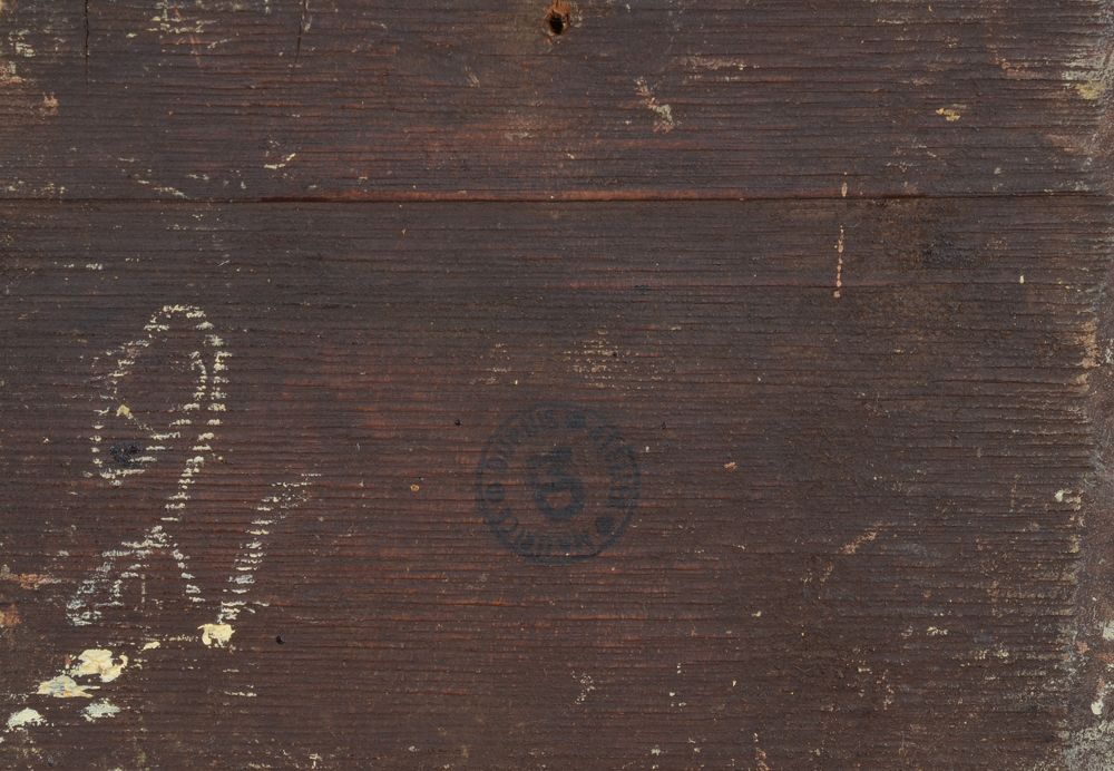 Maurice Dupuis — Detail of the back of the panel with the studio stamp