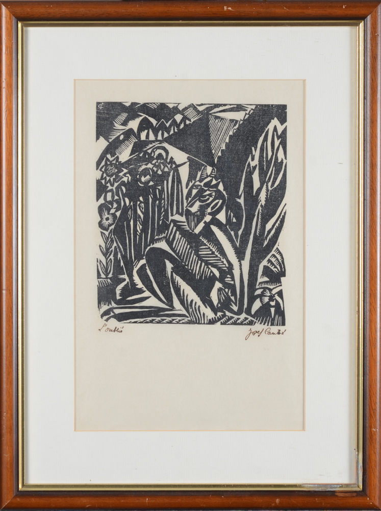 Jozef Cantré — the woodcut in its frame