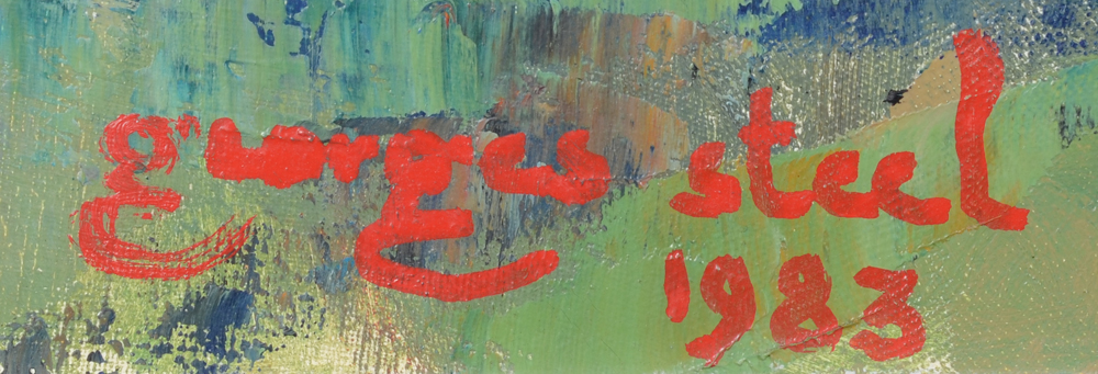 Georges Steel, a panoramic view of Béas de Granada, oil on canvas — signature of the artist and date, bottom left