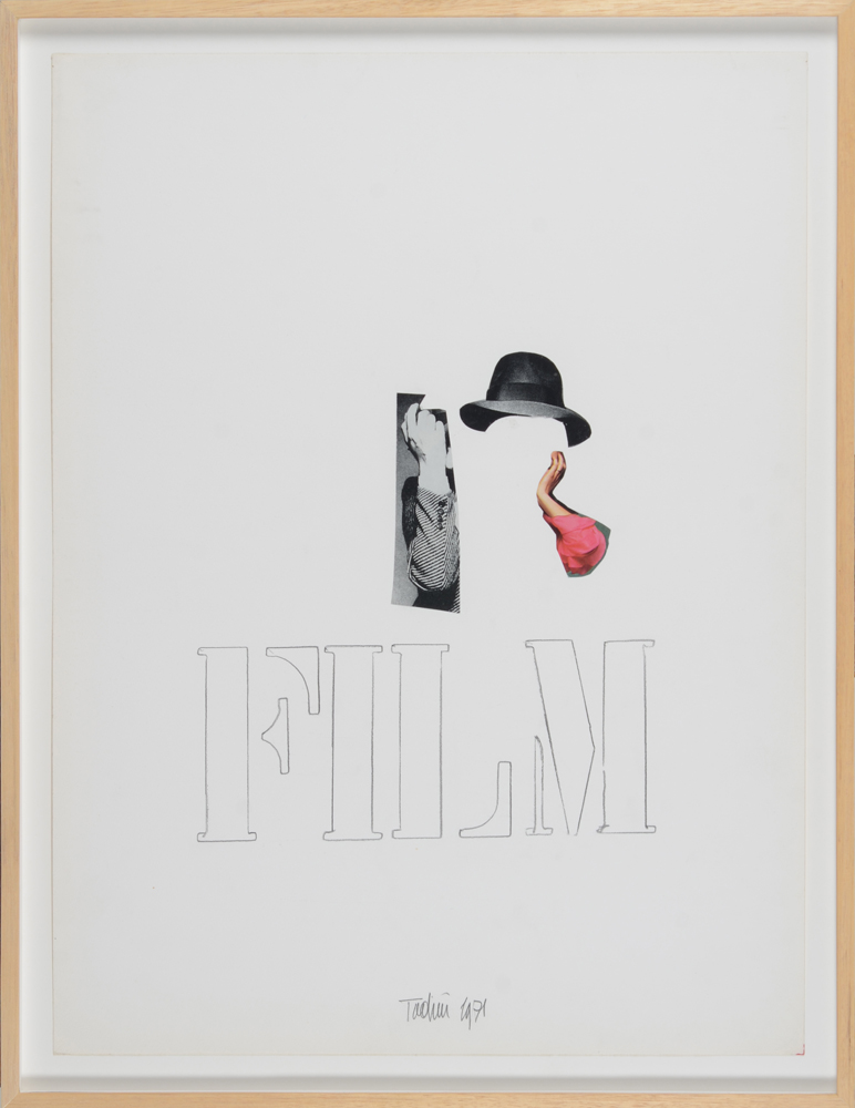 Emilio Tadini — 'Film', collage et dessin sur papier de 1971