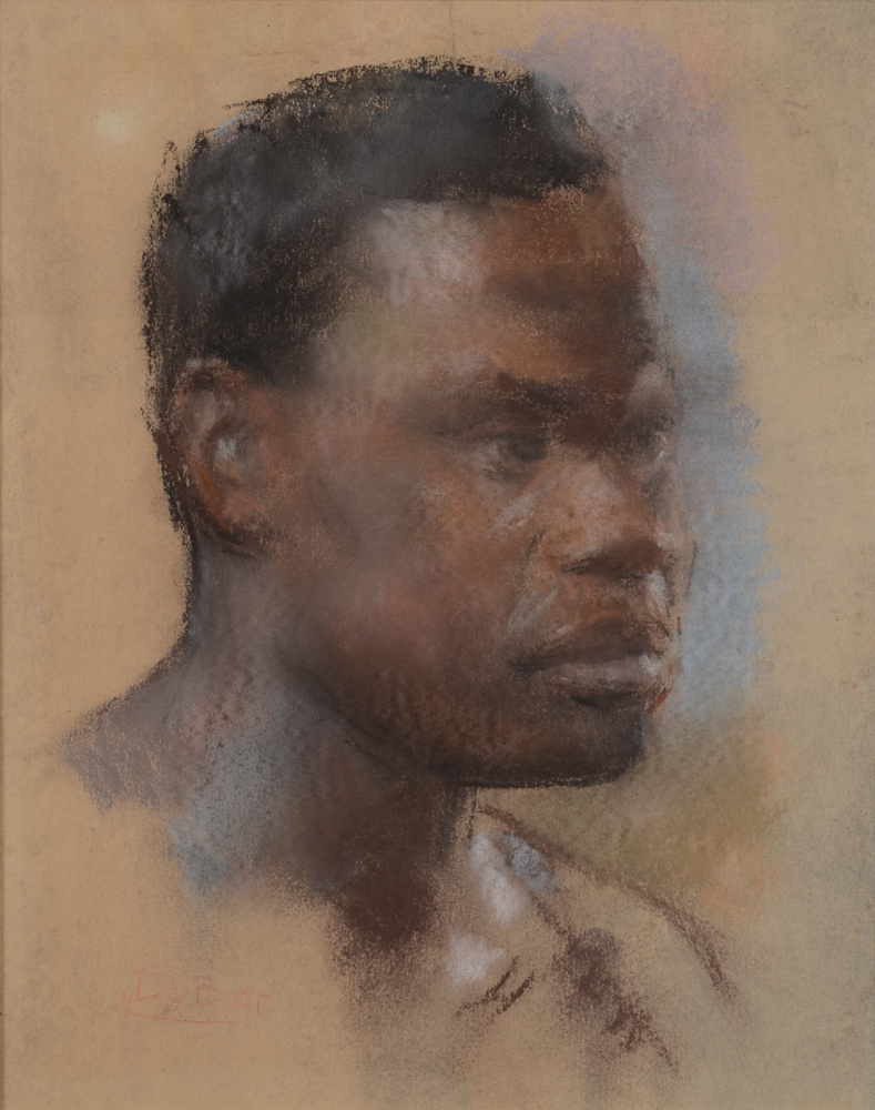 Louis Dubar — Pastel portrait d'un homme Africain, signé