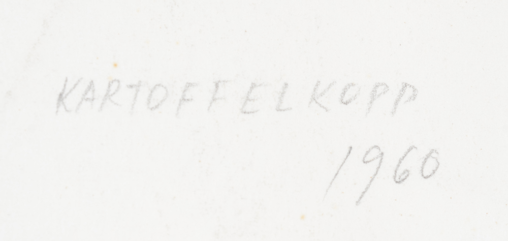 Kurt Halbritter Kartoffelkopp Title and date  — Title and date of creation on the back of the drawing.