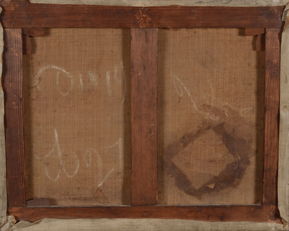 Alfred Verwee Paysage à la Campine — Back of the painting