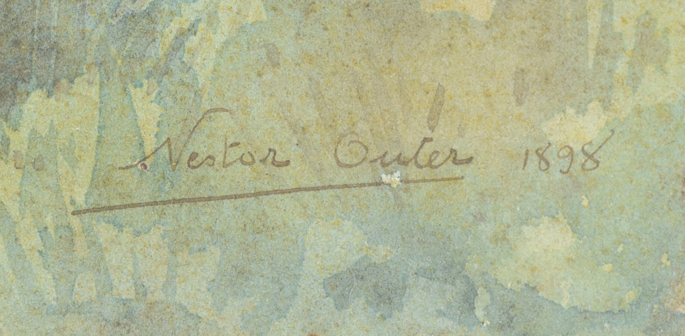 Nestor Outer Landscape signature — Signature of the artist and date on the bottom right.