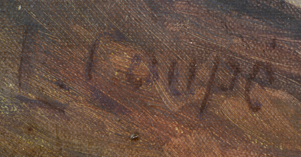 Louise Coupé — Signature of the artist, bottom left
