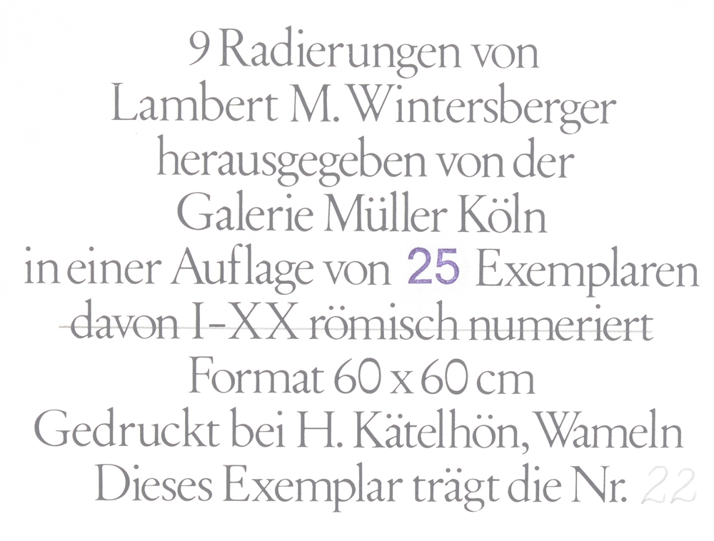Lambert Maria Wintersberger — Colophon with justification