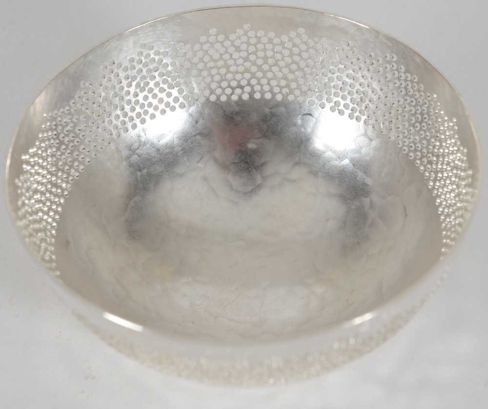 Helena Schepens, Hole Bowl, 2026, the multiple art object in sterling silver — Inside of the hand crafted bowl