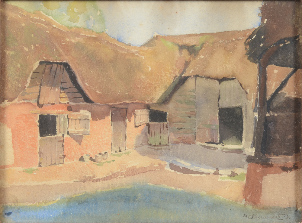 Maurice Pauwaert a rural construction (England?) — The watercolour without its frame&nbsp;