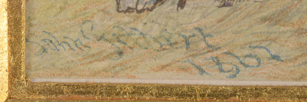 John Gilbert Return from the Stag Hunt — Signature and date, bottom left
