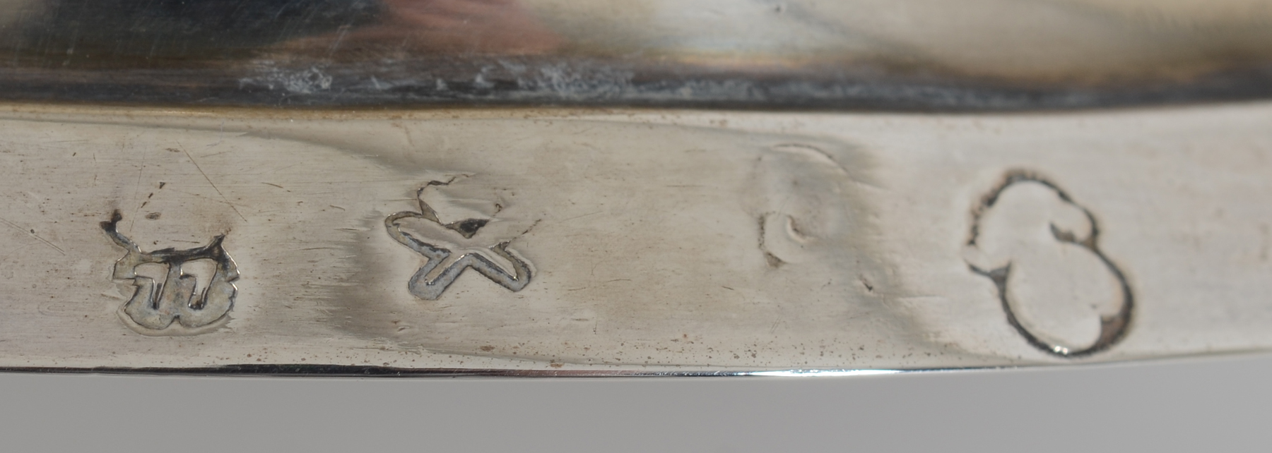 Philippus I. De Clercq, a slender handcrafted L XV 18th century silver candlestick, Ghent, 1777 — <p>Marks on the side of the standing rim</p>