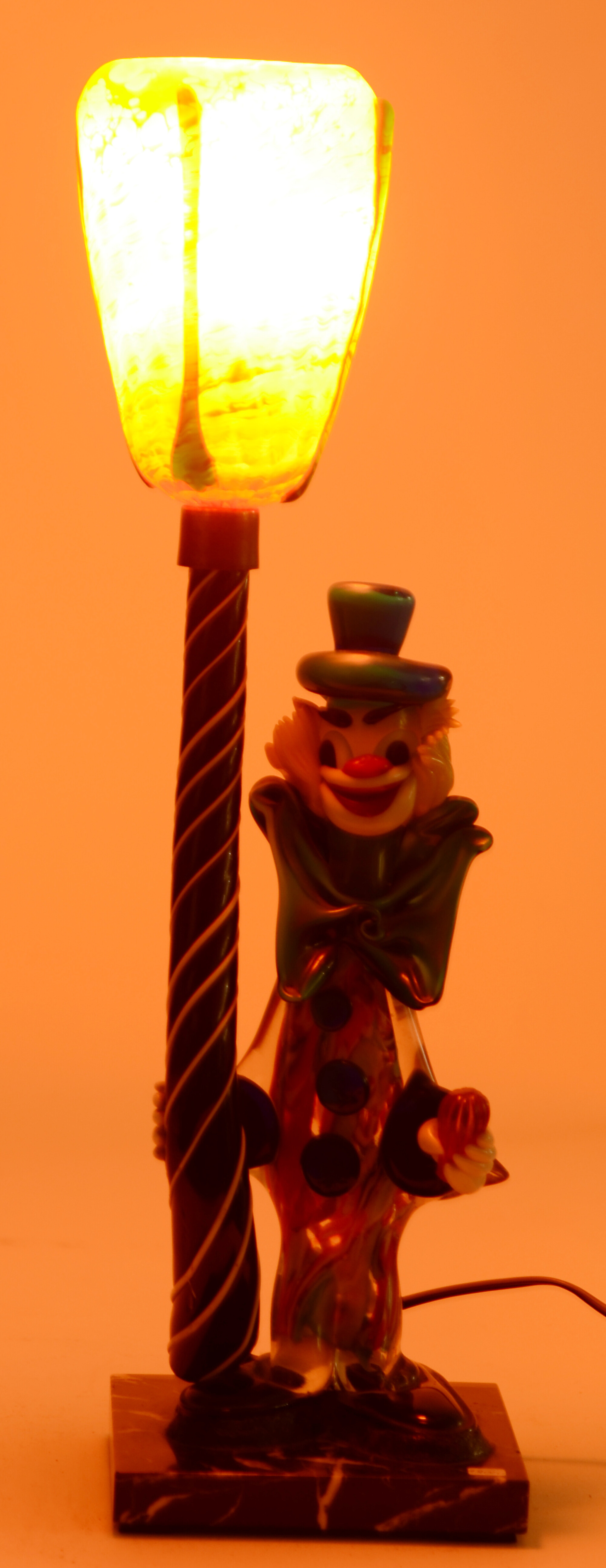 an amusing Murano Clown lamp — Night view