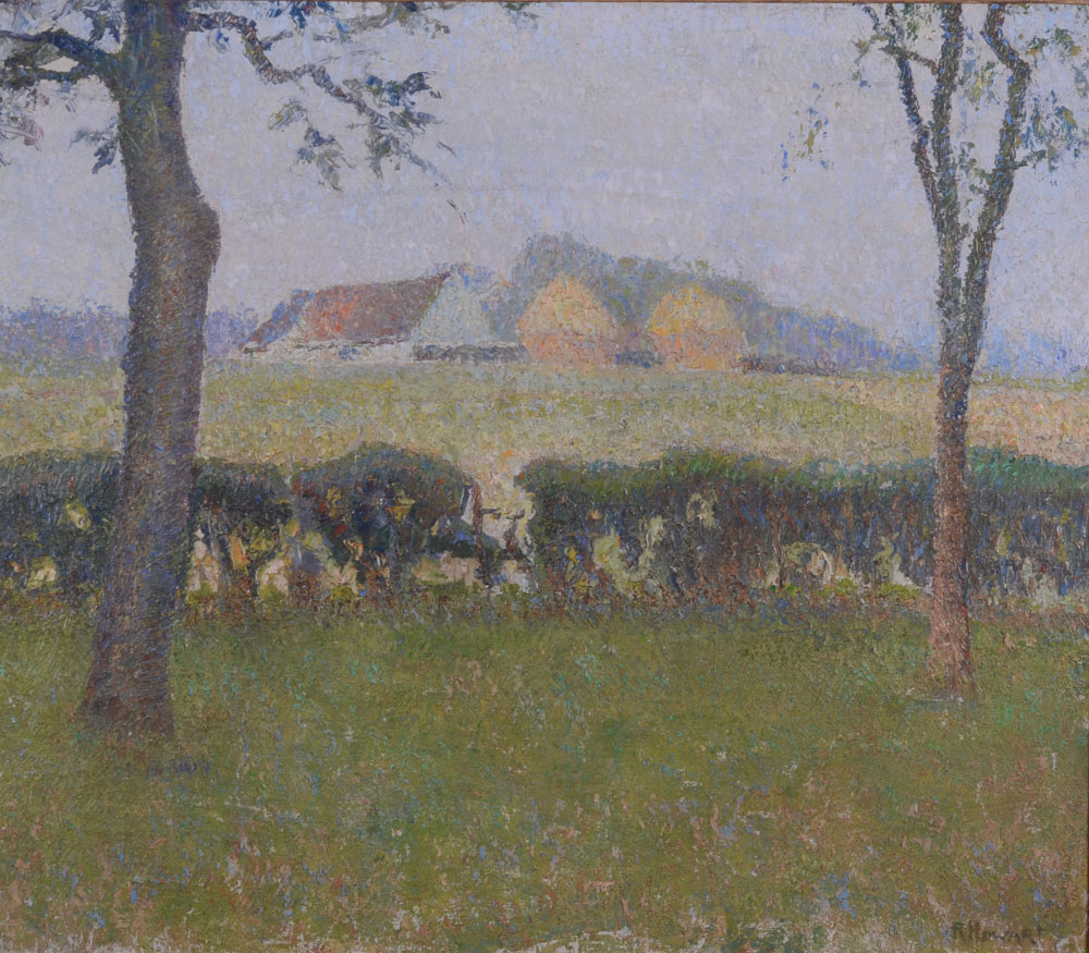Raoul Leopold Huwart — Beau paysage post-impressionniste du début de la carrière du peintre, huile sur toile signée