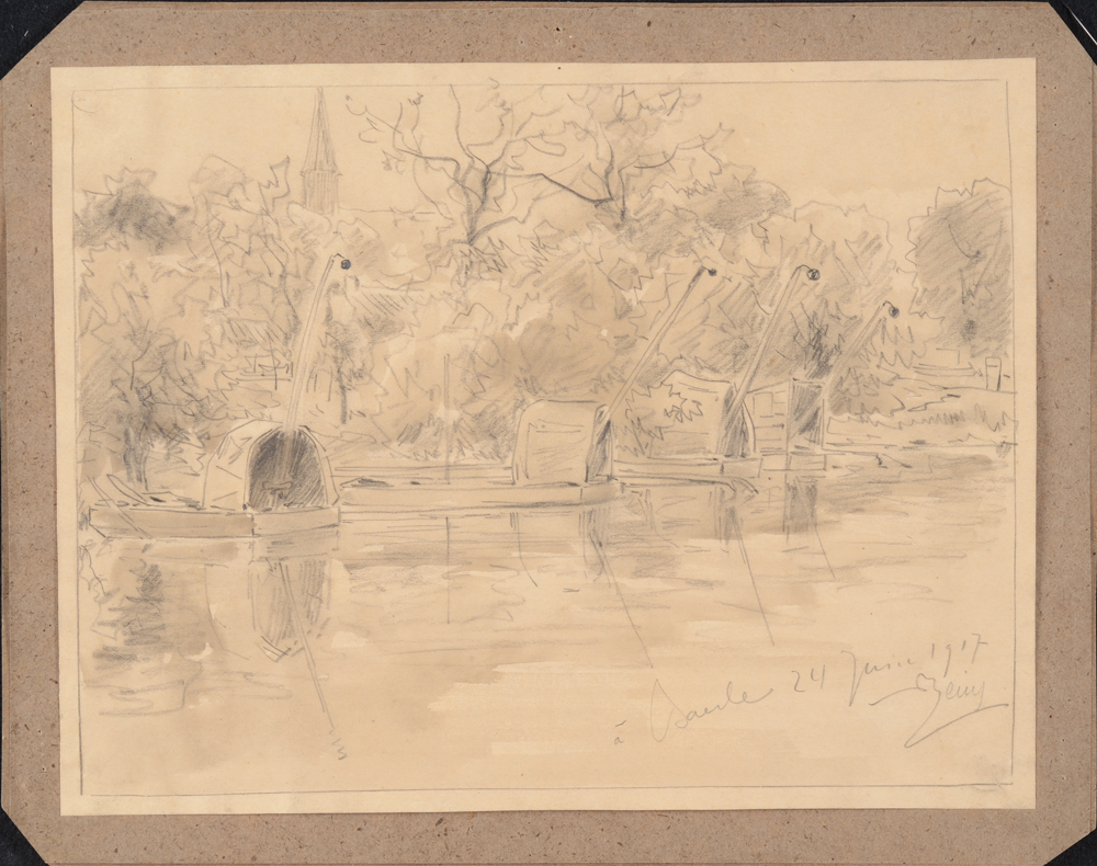 Armand Heins — the drawing in its original mounting by the artist