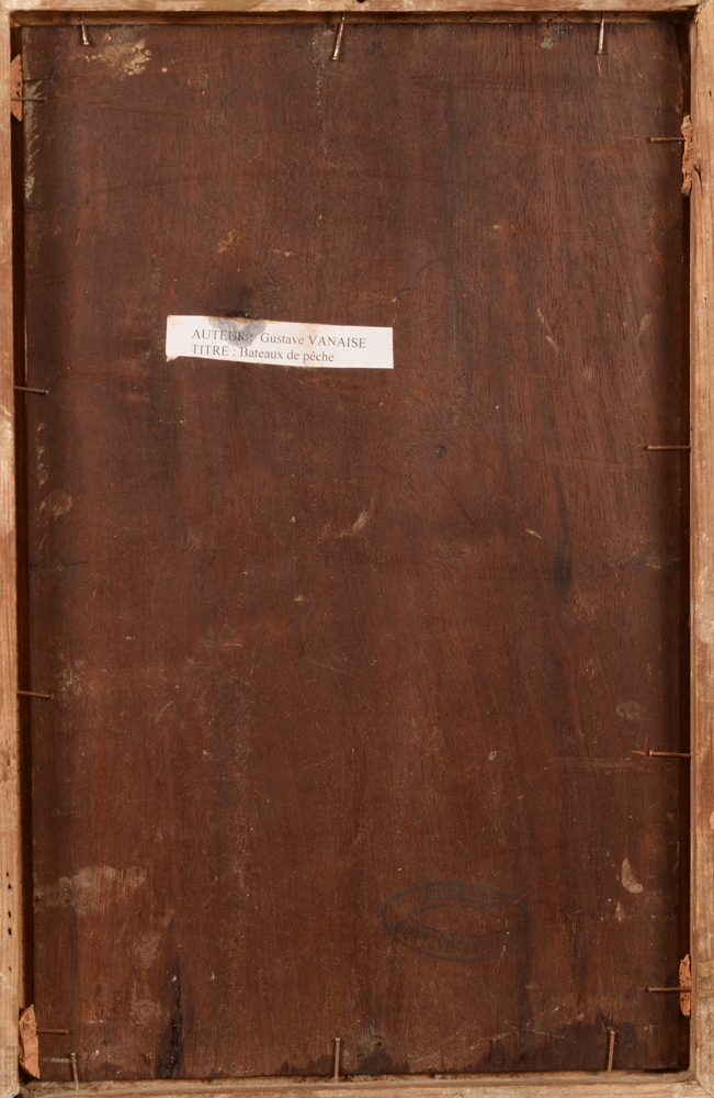 Gustave Vanaise — Back of the painting with the studio sale stamp at the bottom