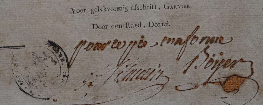Large Poster, département du Dyle, 1799 — Signature of the adlinsitrator