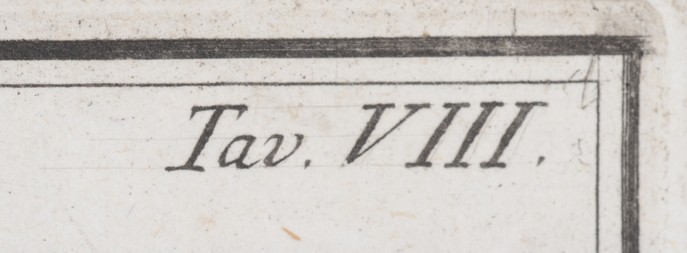 Giovanni Battista Piranesi Tav. VIII Ara antica  — 'Tav. VIII', part of the title written on the top right.&nbsp;