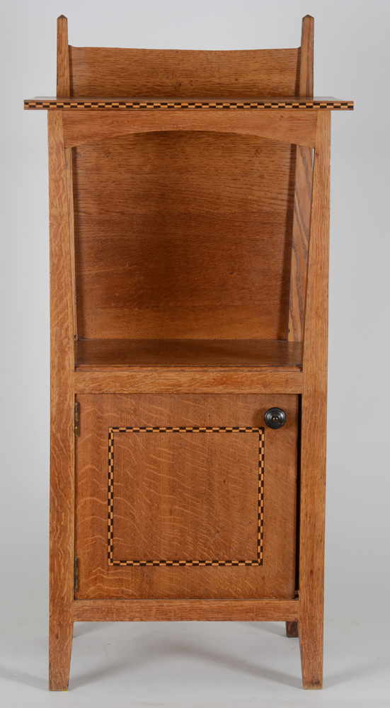 Richard Acke (design) and Victor Acke (execution), two made to order arts and crafts nightstands, ca — Second stand, missing a part of the top board