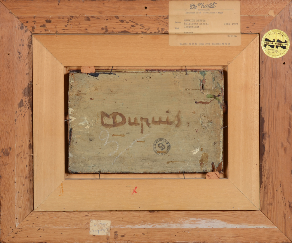 Maurice Dupuis  — Back of the work with a label by De Vuyst at the backof the frame