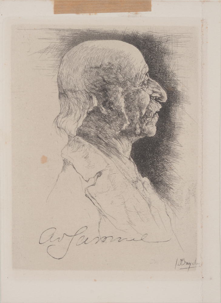 Jules De Bruycker Portrait of musician Adolphe Samuel, etching — Etching sheet without passe-partout