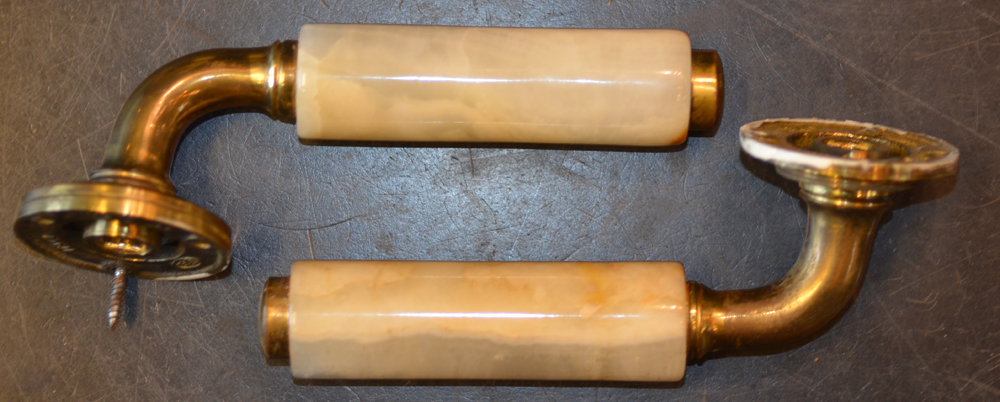 BAL vintage onyx and gilt brass door handles 1970s — A set with a slighlty different colour