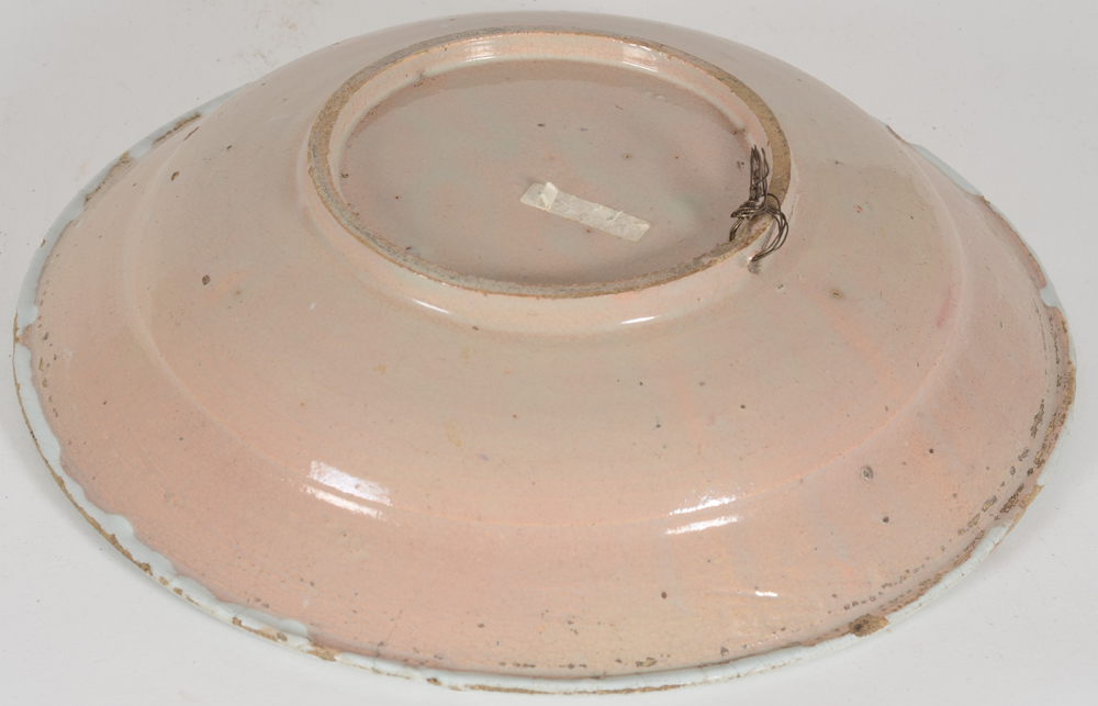 Brussels tin-glazed earthenware 'target' dish — Bottom of the Brussels dish from around 1800