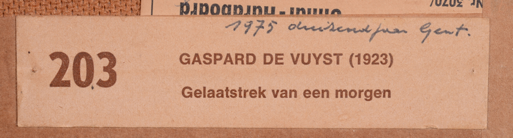 Gaspard De Vuyst — Exhibition label at the back