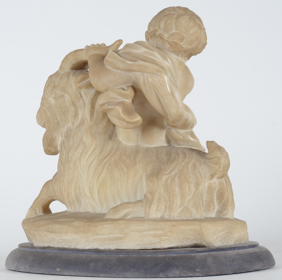 the infant bacchus riding a billy goat, an albaster sculpture — Back of the sculpture