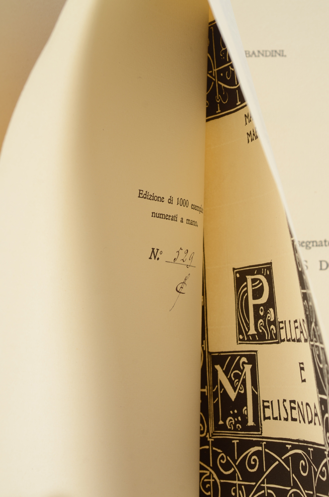 Maurice Maeterlinck (1862-1949) and Charles Doudelet (1861-1938), Pelleas e Melisenda — Justification in ink (uncut page)