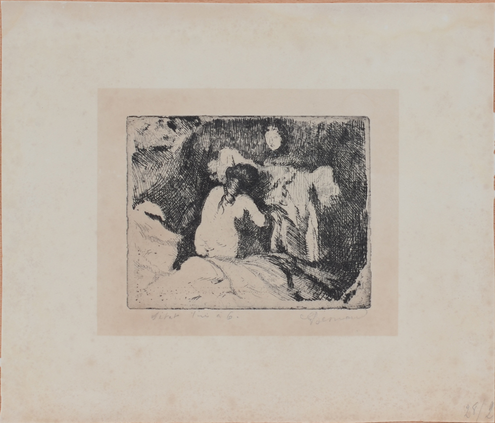 Albert Besnard 'Le lever' etching 1913 — Eau-forte de Besnard. rare 1er état, signée par l'artiste