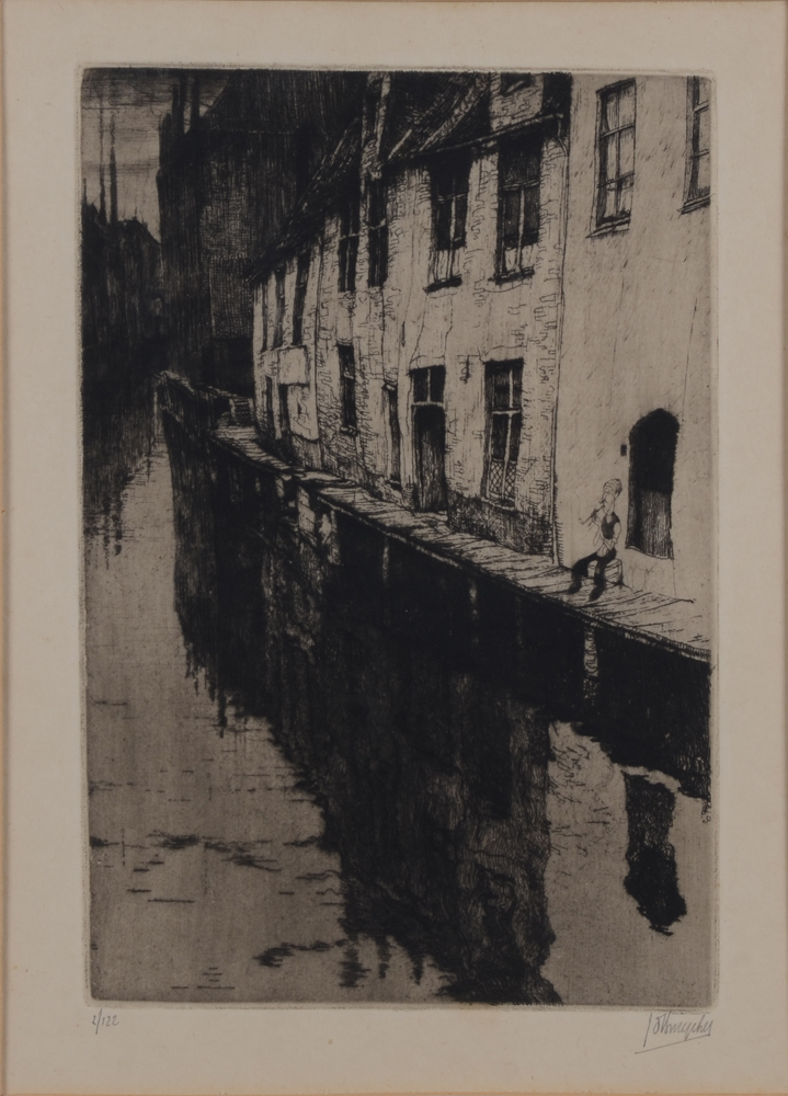 Jules De Bruycker — Vue de Gand, eau-forte signée et numerotée