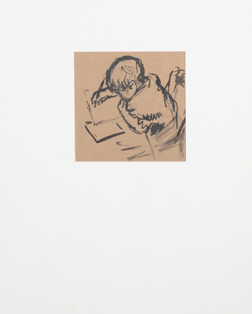 Maurice Dupuis Study — Le petit Paul dessinant, dessin non signé mais avec cachet d'atelier