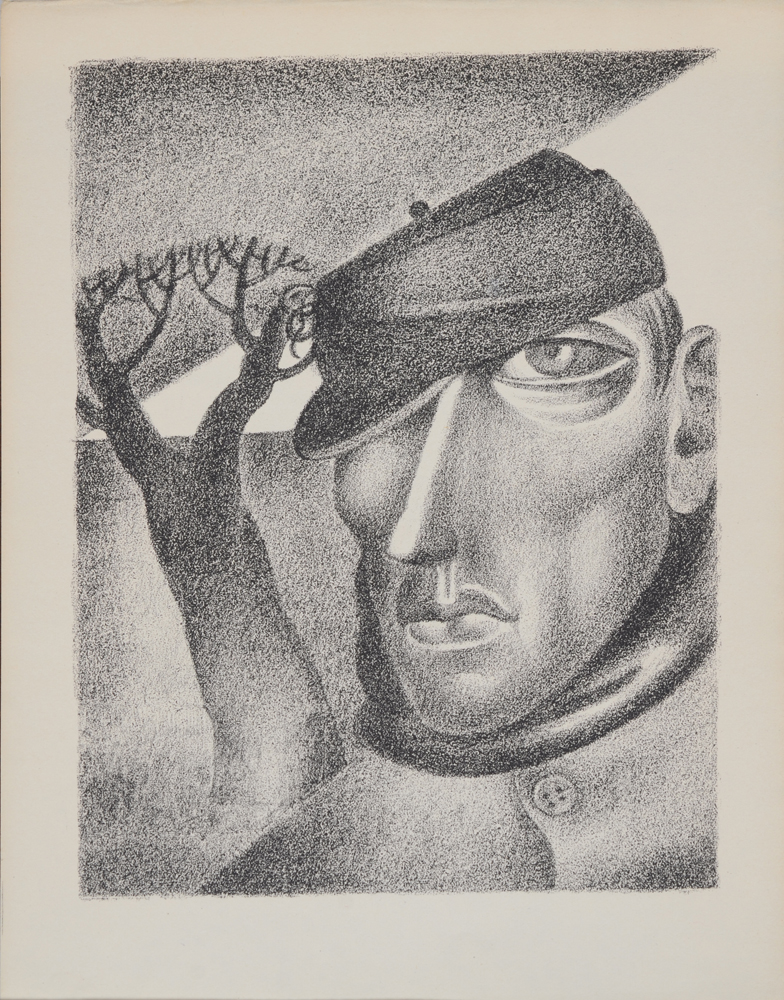 Gustave Van de Woestijne — Rare lithographie, portrait d'homme de 1929