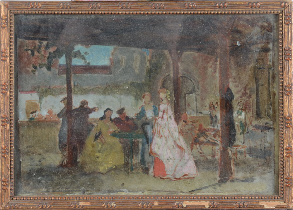 Auguste Serrure — Très rare esquisse huile sur toile signée et datée 1887