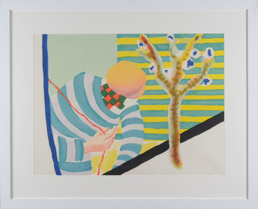 Roger Raveel Striped man in striped space, 1978 — the lithograph in its modern frame