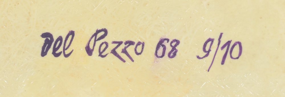Lucio del Pezzo — Signature of the artist, date and justification at the back
