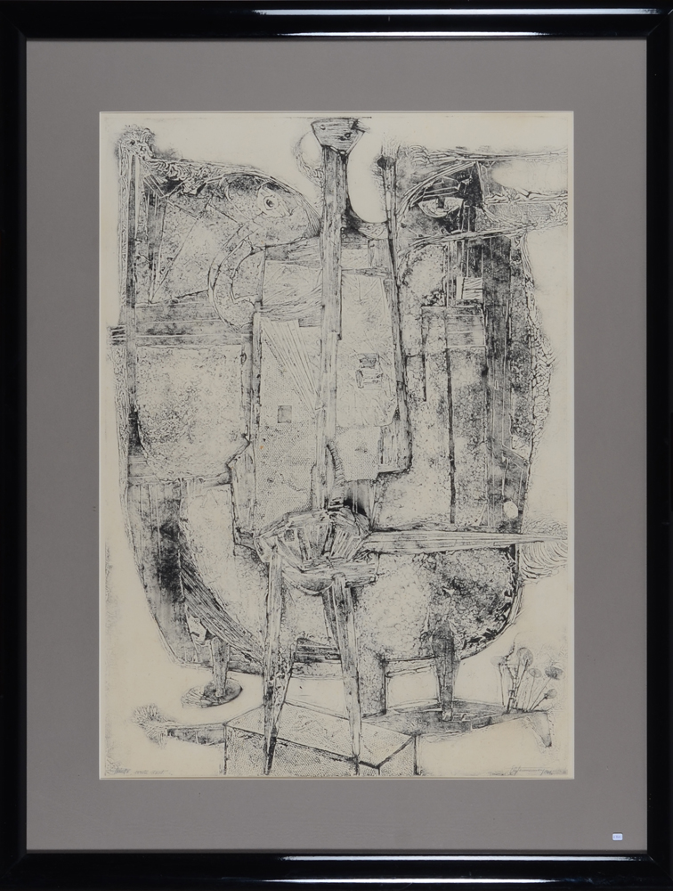 Vic Temmerman Print I: Project for a sculpture, 1964 — The print in its frame