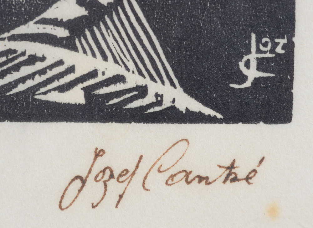 Jozef Cantré — Signature of the artist in ink, bottom right