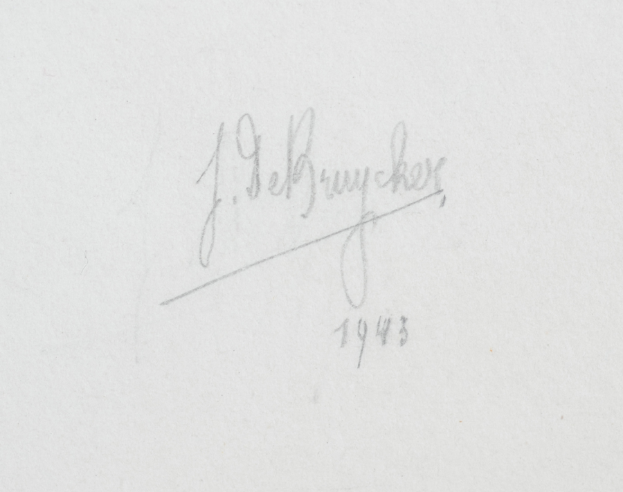 Jules De Bruycker Recling Nude Drawing — Signature