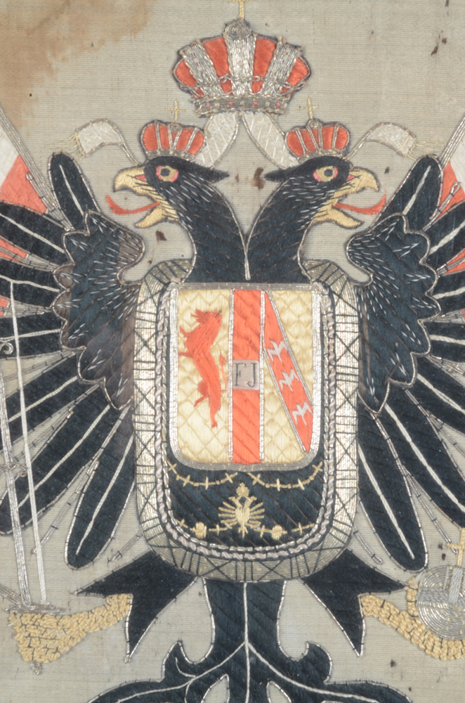 Commemorative needlework for the warship Kaiserin Elisabeth — Detail of the coat-of-arms