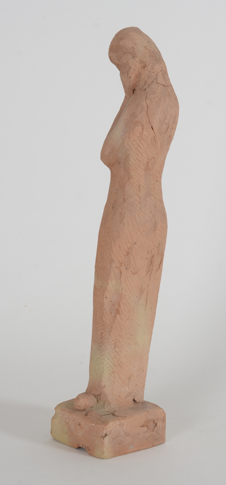 Roger Bracke, a grieving figure, lightly fired clay, probably unique — Side and back