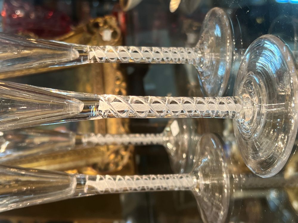 4 Air Twist Glasses flute — Detail of the opaque air twist stems<br>???????<br>