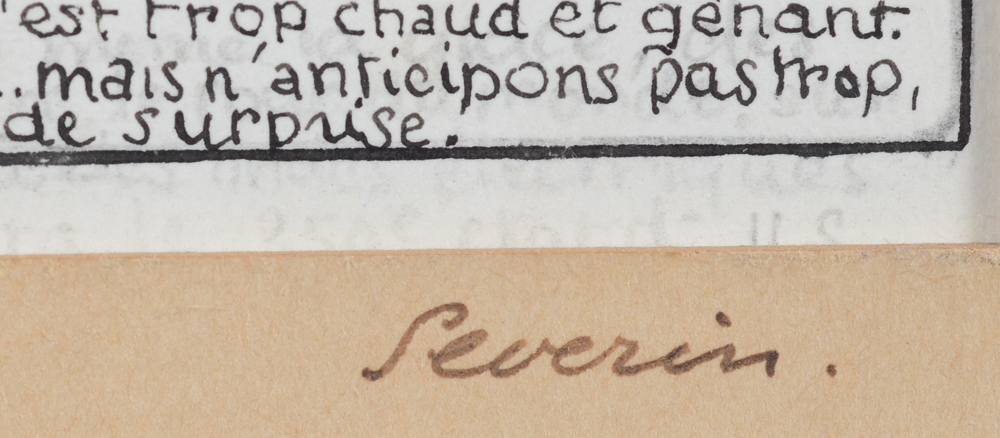 Mark Severin — Signature bottom right, the top left illustration also carries the artists monogram and date '28'